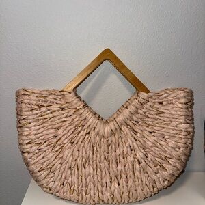 Woven pink and gold bag